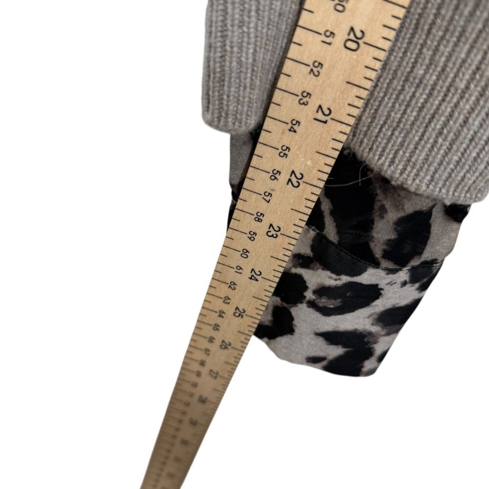 Brochu Walker The Looker Combo Sweater XS Gray Animal Print Wool Cashmere Preppy - Picture 10 of 11